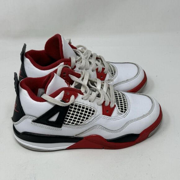 Nike Air Jordan 4 Retro OG PS Sneakers Boys Girls Size 13C Fire Red BQ7669-160 - Picture 3 of 16